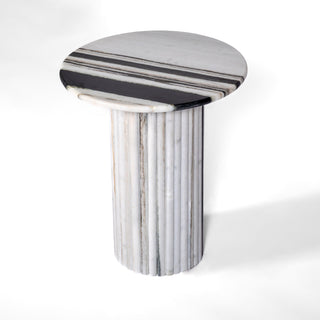 Linea Panda White Marble Side Table