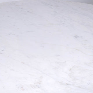 Kelby Natural Marble Round Dining Table With Black Wooden Legs