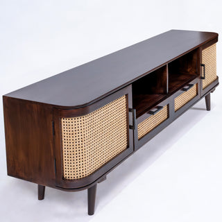Abby Natural Rattan and Mango Wood TV Unit 240CM