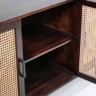 Abby Natural Rattan and Mango Wood 3 Door Sideboard 150CM