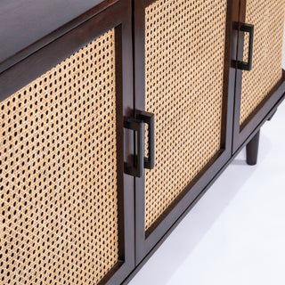 Abby Natural Rattan and Mango Wood 3 Door Sideboard 150CM