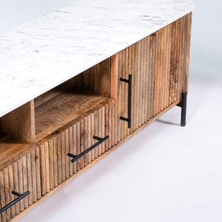 Kelby Natural Marble Top TV Unit With 2 Drawers - Natural