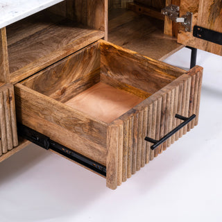 Kelby Natural Marble Top TV Unit With 2 Drawers - Natural