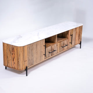 Kelby Natural Marble Top TV Unit With 2 Drawers - Natural