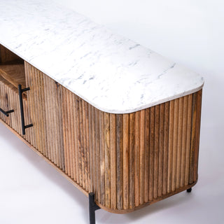 Kelby Natural Marble Top TV Unit With 2 Drawers - Natural