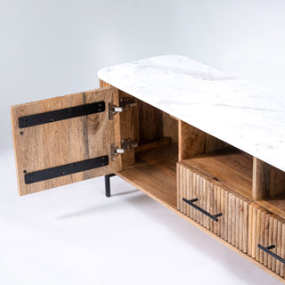 Kelby Natural Marble Top TV Unit With 2 Drawers - Natural