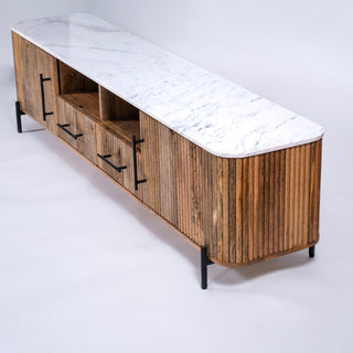 Kelby Natural Marble Top TV Unit With 2 Drawers - Natural