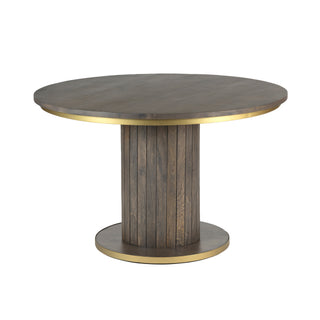 Piano Mango Wood Round Dining Table - Ash Grey
