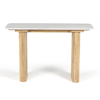 Kelby Natural Marble Top Console Table with Wooden Legs - Natural Finish
