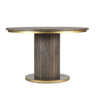 Piano Mango Wood Round Dining Table - Ash Grey