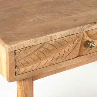 Canopy Hand- Carved Console Table W/2 Drawers