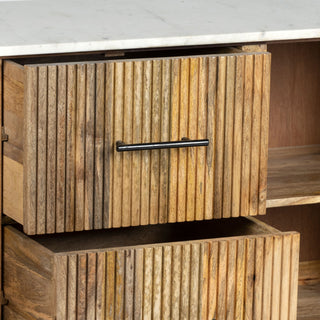 Kelby Natural Marble Top Buffet With 2 Drawers - Natural Finish