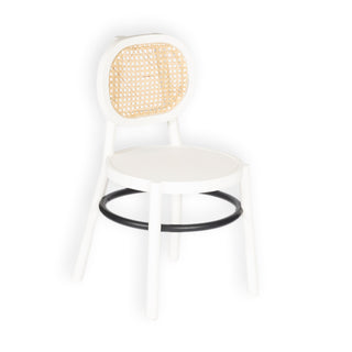 Retro Mango Wood & Cane Dining Chair - White