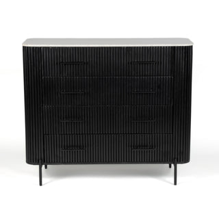 Kelby Natural Marble Tallboy With 4 Drawers - Black