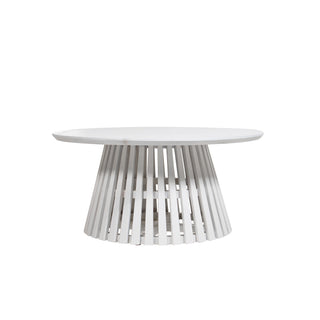 Kavos Mango Wood Round Coffee Table - White Washed
