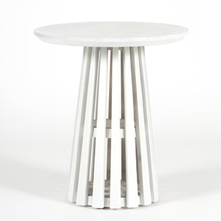 Kavos Round Side Table - White Washed