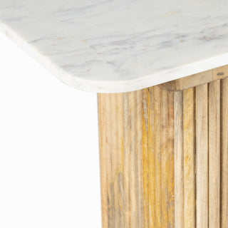 Kelby Natural Marble Top Console Table with Wooden Legs - Natural Finish
