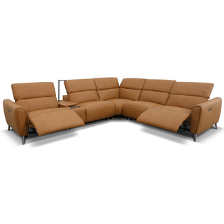 Bronte Genuine Leather lounge with Electric Recliners, Electric Headrests & Console