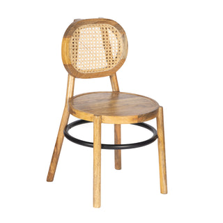Retro Mango Wood & Cane Dining Chair - Natural