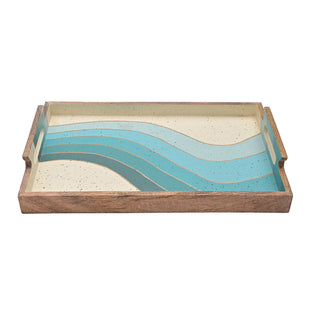 Nautical Mango Wood Serving Tray with Handle