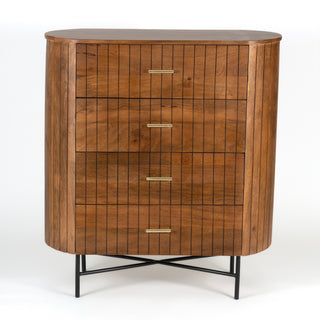 Piano Mango Wood Tallboy With 4 Drawers - Natural