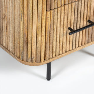 Kelby Natural Marble Top Bedside Table - Natural Finish