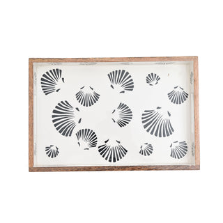 Clam Mango Wood Serving Tray