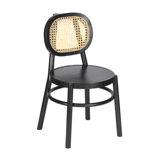 Retro Mango Wood & Cane Dining Chair - Black