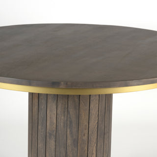 Piano Mango Wood Round Dining Table - Ash Grey