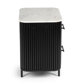 Kelby Natural Marble Top Bedside Table - Black