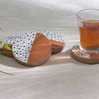 Polka Coaster Set Of 4 - Mango Wood