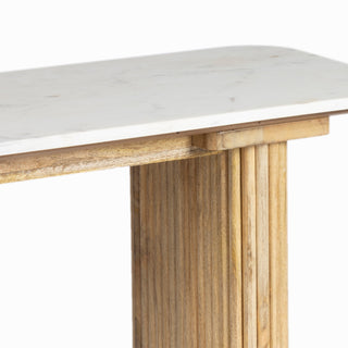 Kelby Natural Marble Top Console Table with Wooden Legs - Natural Finish