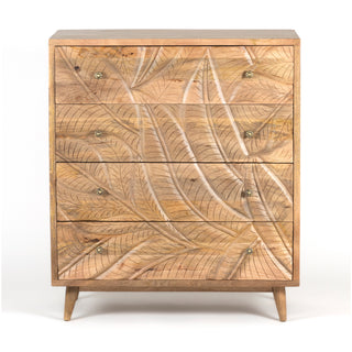 Canopy Hand-Carved Tallboy With 4 Drawers