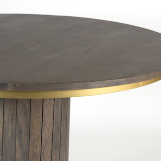 Piano Mango Wood Round Dining Table - Ash Grey