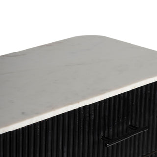 Kelby Natural Marble Tallboy With 4 Drawers - Black