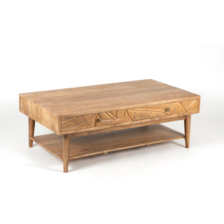 Canopy Mango Wood Hand-Carved Coffee Table With Drawers