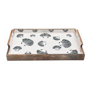 Clam Mango Wood Serving Tray with Handle