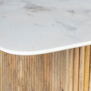 Kelby Natural Marble Dining Table With Natural Wooden Legs