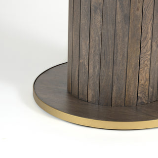 Piano Mango Wood Round Dining Table - Ash Grey