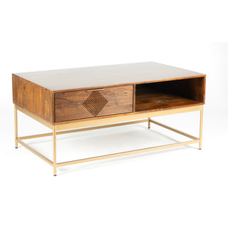 Mahogany Mango Wood Coffee Table With Drawer