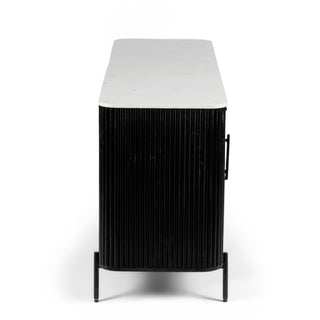 Kelby Natural Marble Top Buffet With 2 Drawers - Black