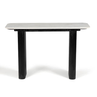 Kelby Natural Marble Top Console Table with Wooden Legs - Black