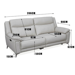 Velento 3 Seat Genuine Leather Dual Electric Recliner