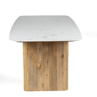 Kelby Natural Marble Dining Table With Natural Wooden Legs