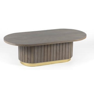 Piano Mango Wood Oval Coffee Table - Ash Grey