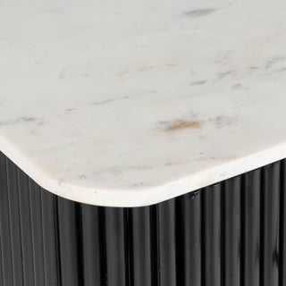 Kelby Natural Marble Top Bedside Table - Black