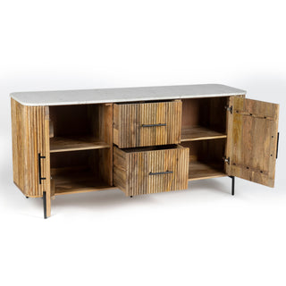 Kelby Natural Marble Top Buffet With 2 Drawers - Natural Finish