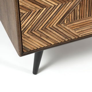 Tulip Mango Wood TV Unit With Bamboo Inlay