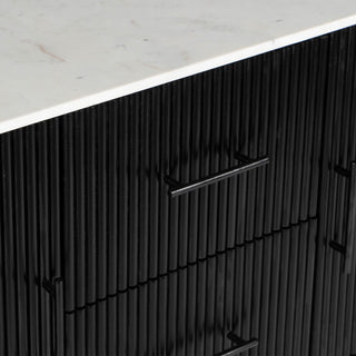Kelby Natural Marble Top Buffet With 2 Drawers - Black