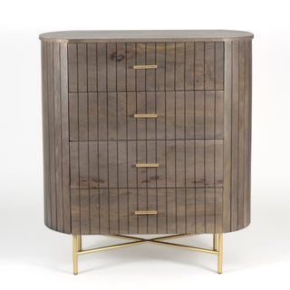 Piano Mango Wood Tallboy With 4 Drawers - Ash Grey